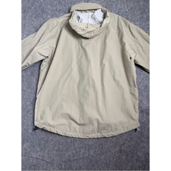 Chaps Ralph Lauren 1/4 Zip Jacket Mens Medium Beige 100% Nylon Mesh Lined Hooded - Picture 2 of 7